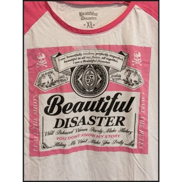 Beautiful Disaster Sleeveless Budweiser Baseball T-shirt BD Logos Women's XL - Picture 3 of 7